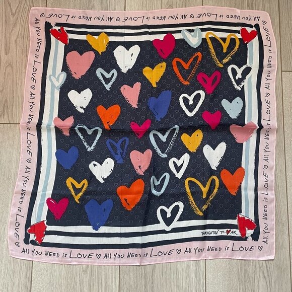 Brighton Color of Love All You Need Is Love Square Scarf Multicolor Colorful - Picture 2 of 7